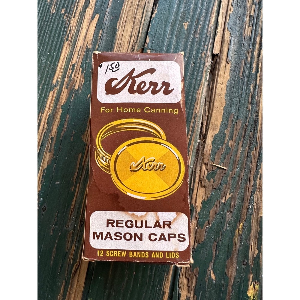 Vintage Kerr Regular Mason Caps 12 Screw Bands and Lids Home Canning Made in USA